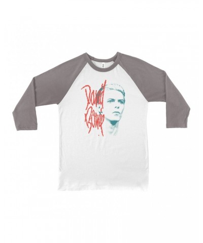 David Bowie 3/4 Sleeve Baseball Tee | Peach Bowie Photo Design Shirt $11.08 Shirts