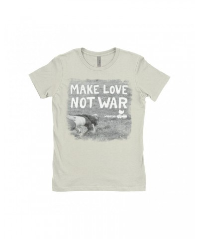 Woodstock Ladies' Boyfriend T-Shirt | Make Love Not War Famous Image Distressed Shirt $10.48 Shirts