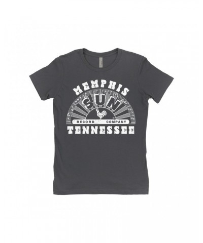 Sun Records Ladies' Boyfriend T-Shirt | White Memphis Tennessee Label Logo Shirt $11.48 Shirts