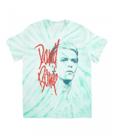 David Bowie T-Shirt | Peach Bowie Photo Design Tie Dye Shirt $8.89 Shirts