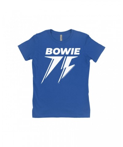 David Bowie Ladies' Boyfriend T-Shirt | White 75th Logo Shirt $10.73 Shirts