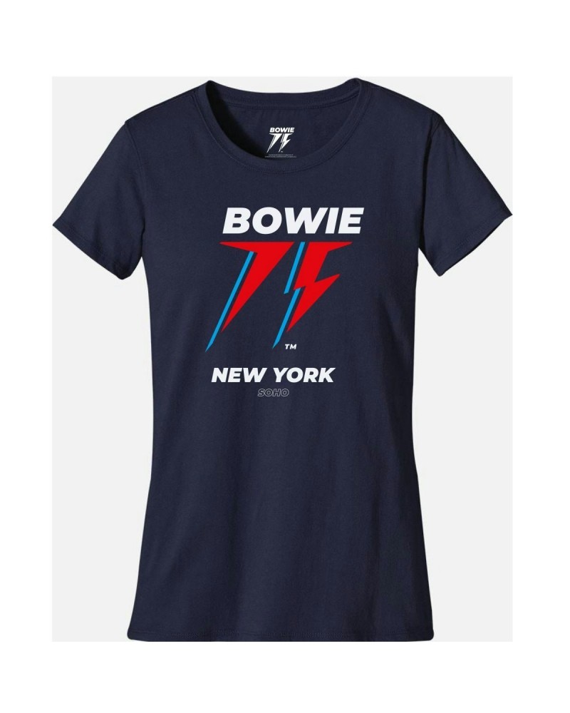 David Bowie Bowie 75 New York Womens Navy T-shirt $8.82 Shirts