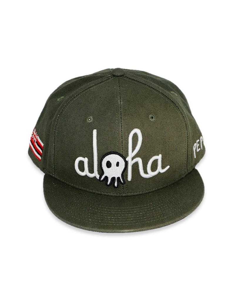 Pepper Aloha Skullconut Green Snapback Hat $14.70 Hats