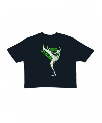 David Bowie Ladies' Crop Tee | Neon Green The Man Who Sold The World Crop T-shirt $8.62 Shirts