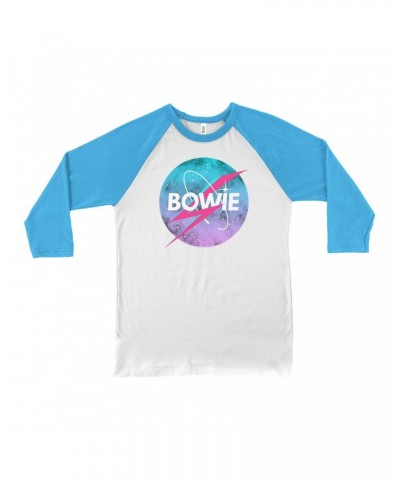 David Bowie 3/4 Sleeve Baseball Tee | Pastel Bowie NASA Inspired Logo Shirt $12.28 Shirts