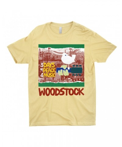 Woodstock T-Shirt | Red Green 3 Days Of Peace Structure Design Shirt $10.48 Shirts