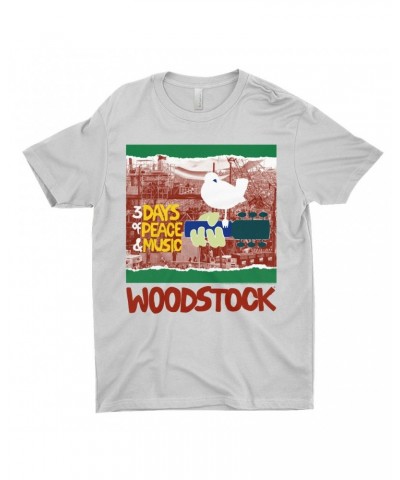 Woodstock T-Shirt | Red Green 3 Days Of Peace Structure Design Shirt $10.48 Shirts