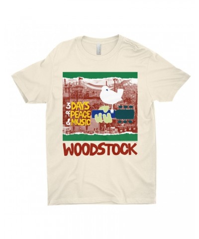 Woodstock T-Shirt | Red Green 3 Days Of Peace Structure Design Shirt $10.48 Shirts