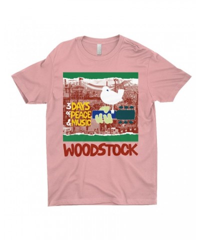 Woodstock T-Shirt | Red Green 3 Days Of Peace Structure Design Shirt $10.48 Shirts