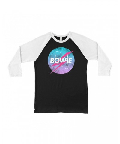 David Bowie 3/4 Sleeve Baseball Tee | Pastel Bowie NASA Inspired Logo Shirt $12.28 Shirts