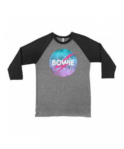 David Bowie 3/4 Sleeve Baseball Tee | Pastel Bowie NASA Inspired Logo Shirt $12.28 Shirts