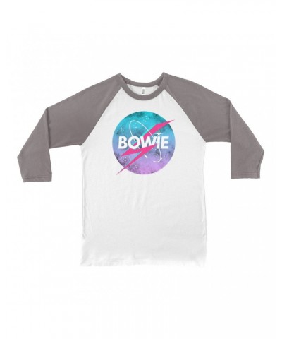 David Bowie 3/4 Sleeve Baseball Tee | Pastel Bowie NASA Inspired Logo Shirt $12.28 Shirts