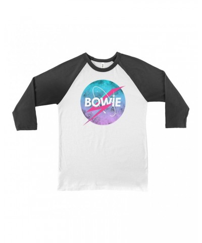 David Bowie 3/4 Sleeve Baseball Tee | Pastel Bowie NASA Inspired Logo Shirt $12.28 Shirts