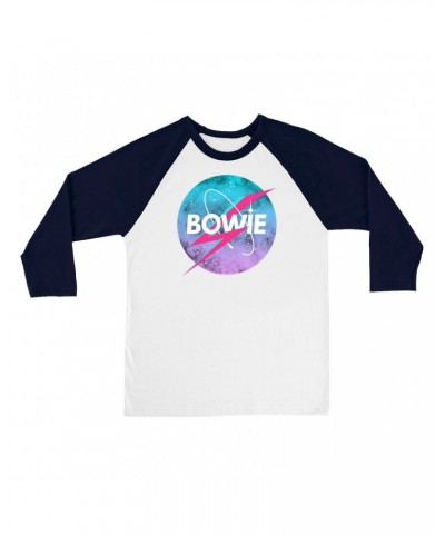 David Bowie 3/4 Sleeve Baseball Tee | Pastel Bowie NASA Inspired Logo Shirt $12.28 Shirts