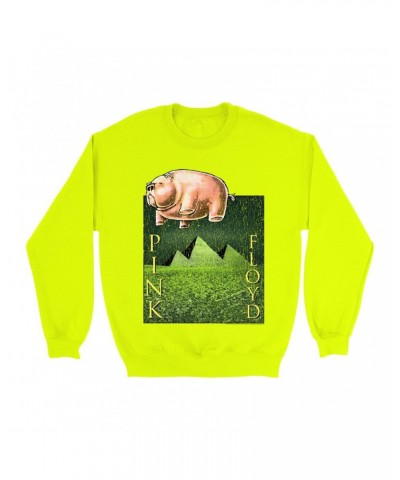 Pink Floyd Bright Colored Sweatshirt | Animals Meets The Pyramids Distressed Sweatshirt $14.33 Sweatshirts