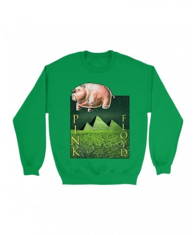 Pink Floyd Bright Colored Sweatshirt | Animals Meets The Pyramids Distressed Sweatshirt $14.33 Sweatshirts