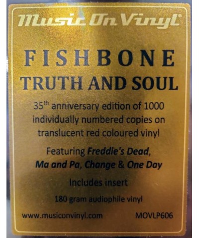 Fishbone TRUTH & SOUL 35TH ANNIV (TRANSLUCENT RED VINYL/180G) Vinyl Record $19.25 Vinyl