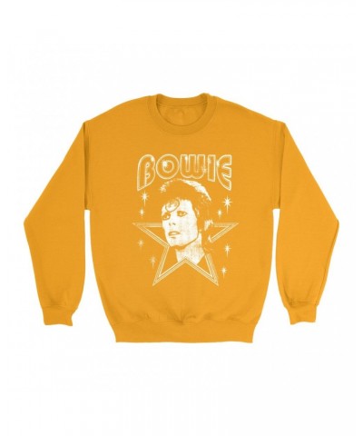 David Bowie Bright Colored Sweatshirt | White Vintage Retro Star Image Distressed Sweatshirt $13.98 Sweatshirts