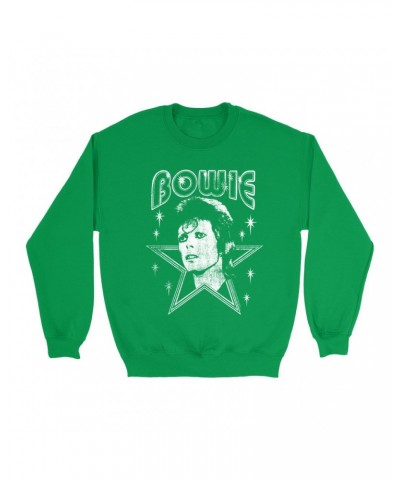 David Bowie Bright Colored Sweatshirt | White Vintage Retro Star Image Distressed Sweatshirt $13.98 Sweatshirts