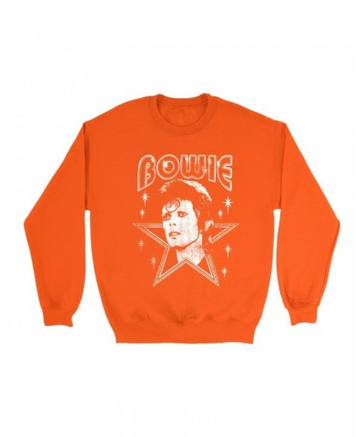 David Bowie Bright Colored Sweatshirt | White Vintage Retro Star Image Distressed Sweatshirt $13.98 Sweatshirts