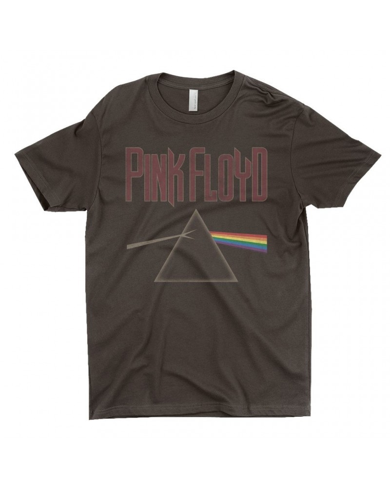 Pink Floyd T-Shirt | Dark Side Of The Moon Muted Retro Design Distressed Shirt $9.23 Shirts