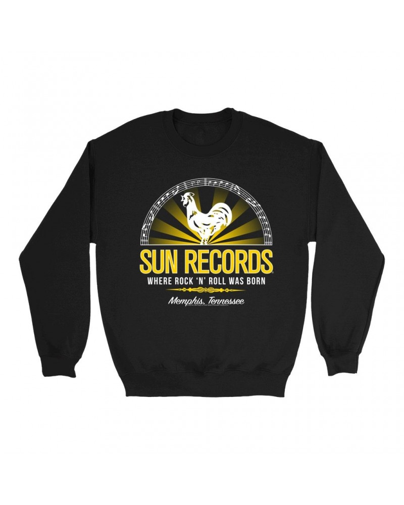 Sun Records Sweatshirt | Ombre Rooster Where Rock N' Roll Was Born Sweatshirt $14.68 Sweatshirts