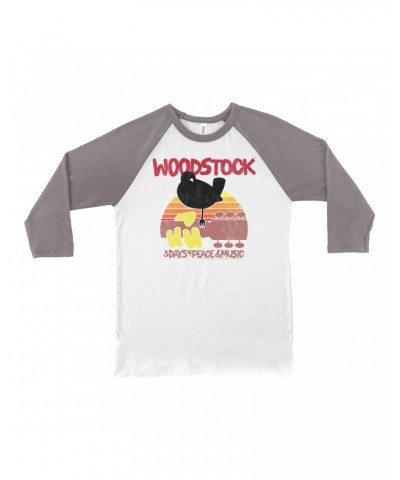 Woodstock 3/4 Sleeve Baseball Tee | Bird And Guitar Sunset Shirt $12.88 Shirts