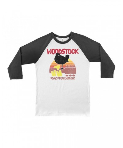 Woodstock 3/4 Sleeve Baseball Tee | Bird And Guitar Sunset Shirt $12.88 Shirts