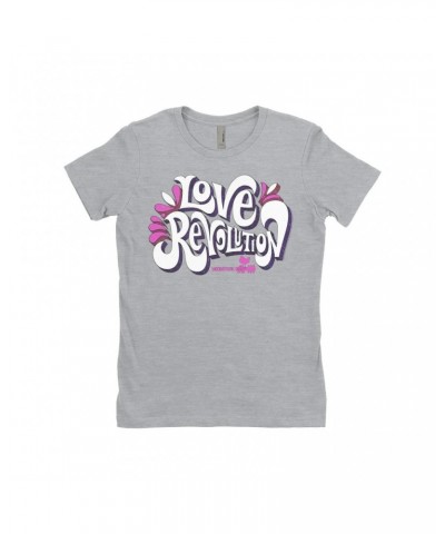 Woodstock Ladies' Boyfriend T-Shirt | Love Revolution Pink Hues Image Shirt $7.49 Shirts