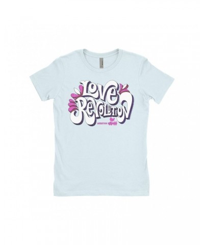 Woodstock Ladies' Boyfriend T-Shirt | Love Revolution Pink Hues Image Shirt $7.49 Shirts