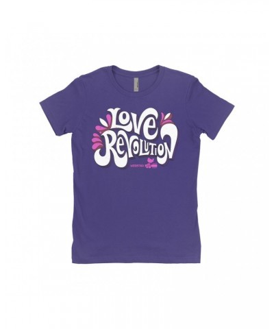 Woodstock Ladies' Boyfriend T-Shirt | Love Revolution Pink Hues Image Shirt $7.49 Shirts