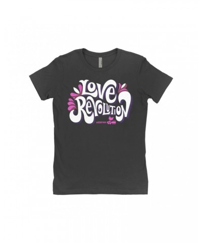 Woodstock Ladies' Boyfriend T-Shirt | Love Revolution Pink Hues Image Shirt $7.49 Shirts