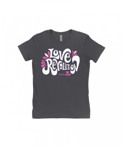 Woodstock Ladies' Boyfriend T-Shirt | Love Revolution Pink Hues Image Shirt $7.49 Shirts