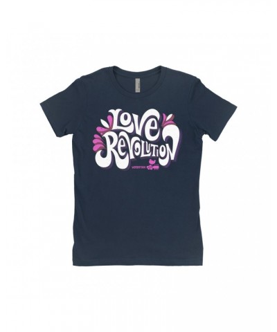 Woodstock Ladies' Boyfriend T-Shirt | Love Revolution Pink Hues Image Shirt $7.49 Shirts